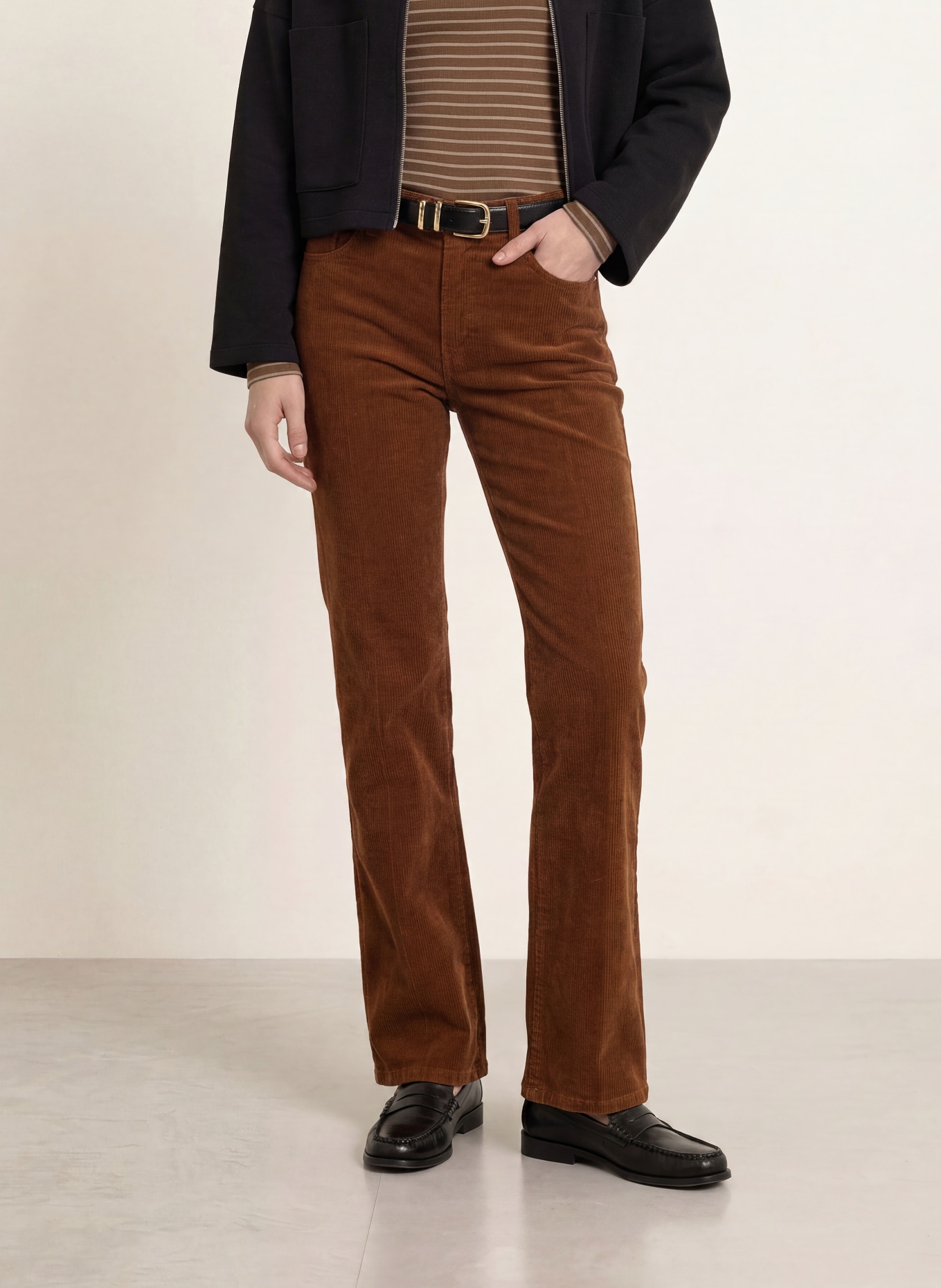 7 for all mankind Kordové kalhoty STOVEPIPE: 3RR CORDUROY COGNAC