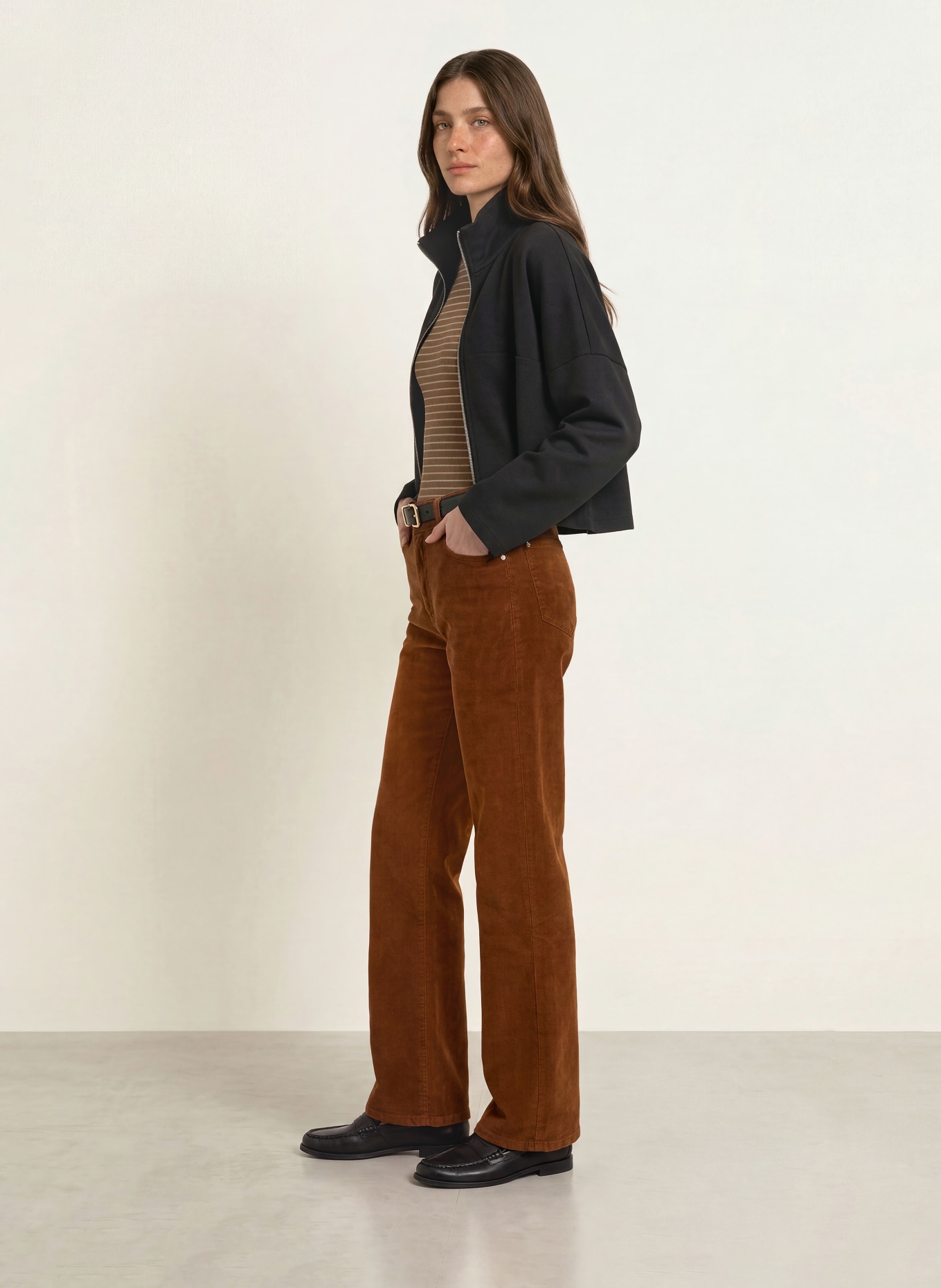 7 for all mankind Kordové kalhoty STOVEPIPE: 3RR CORDUROY COGNAC