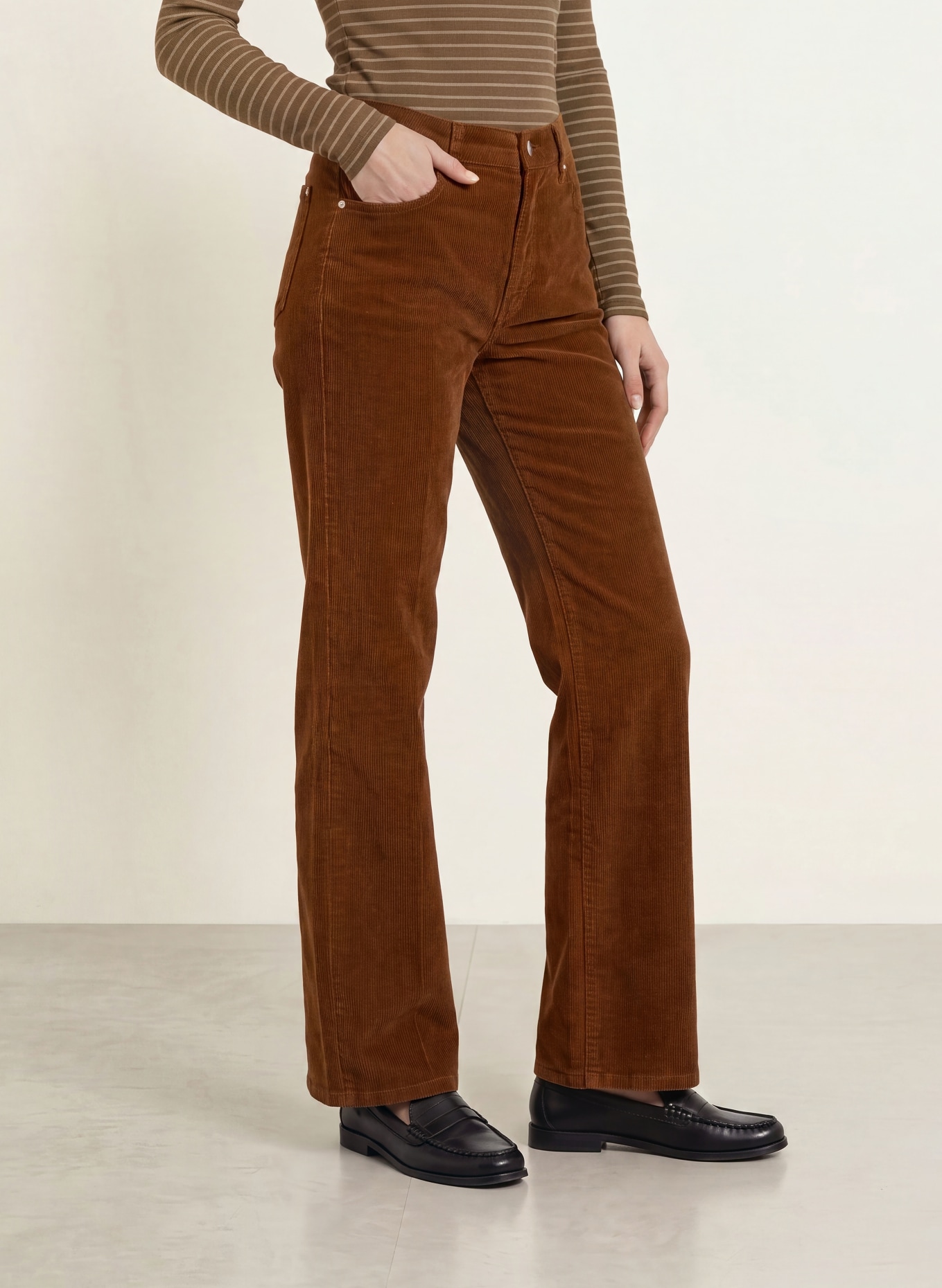 7 for all mankind Kordové kalhoty STOVEPIPE: 3RR CORDUROY COGNAC