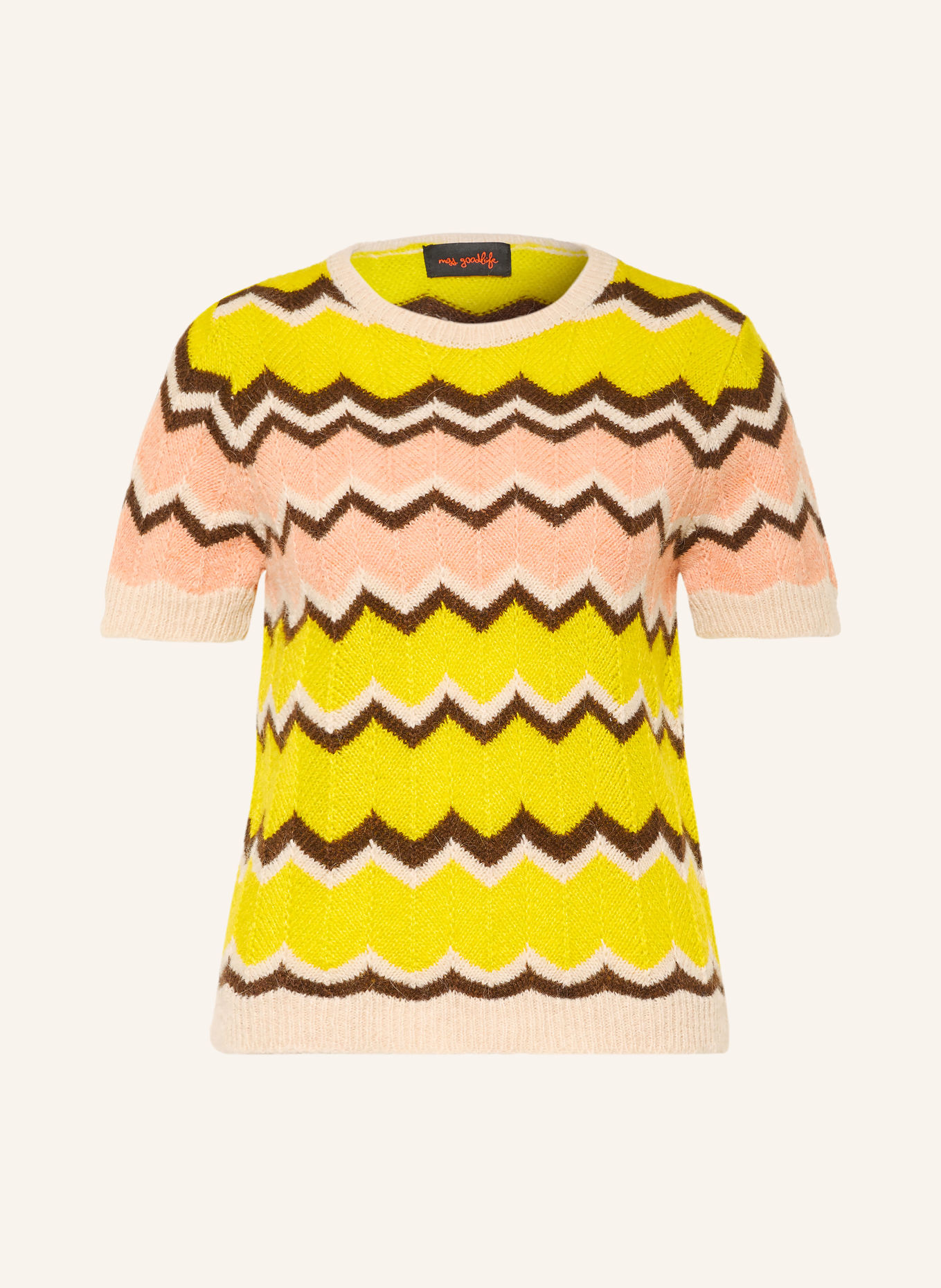 miss goodlife Knit shirt: NEON YELLOW / DARK BROWN / ROSE