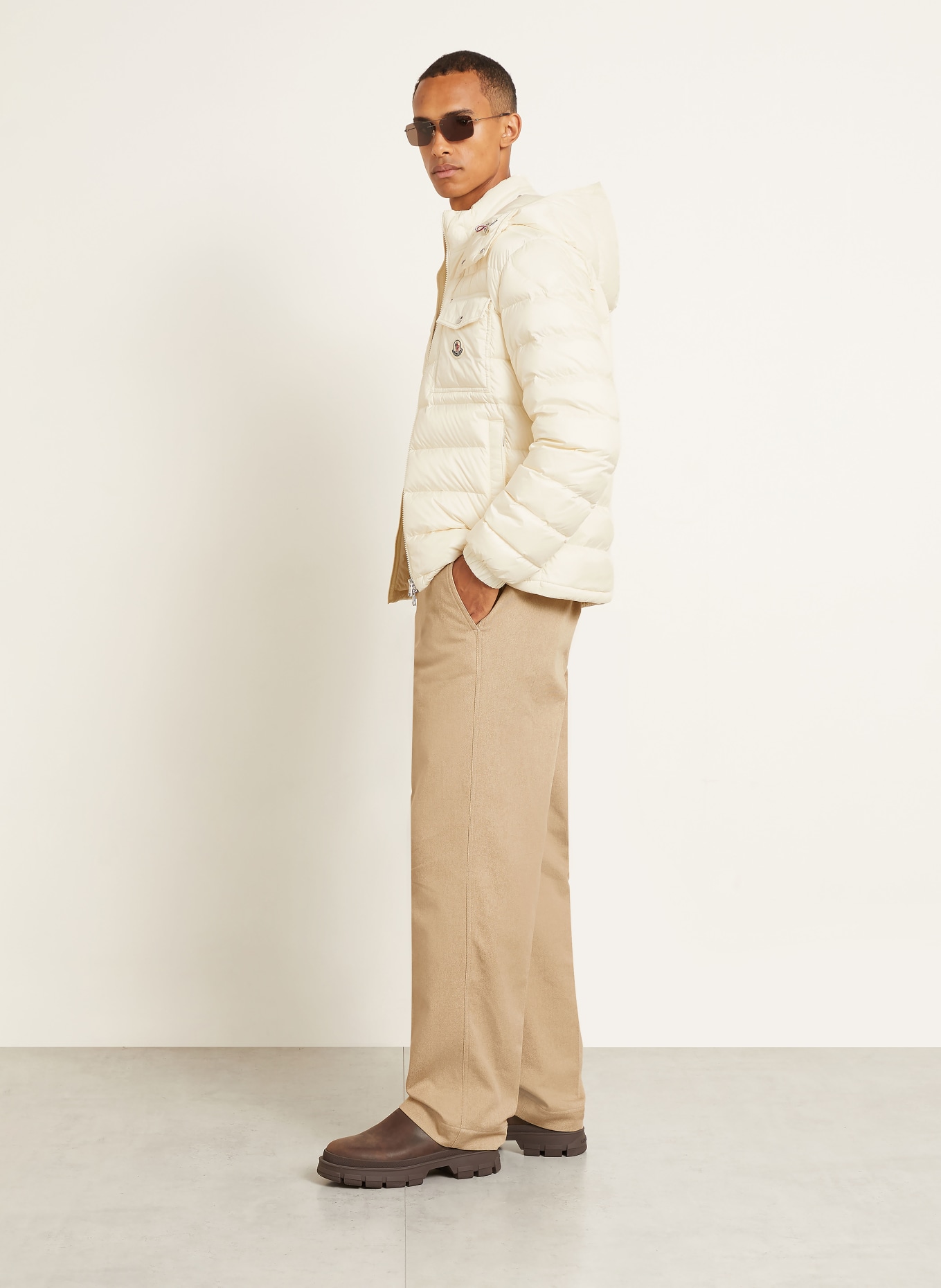 MONCLER VERITH Down Jacket with Detachable Hood: ECRU