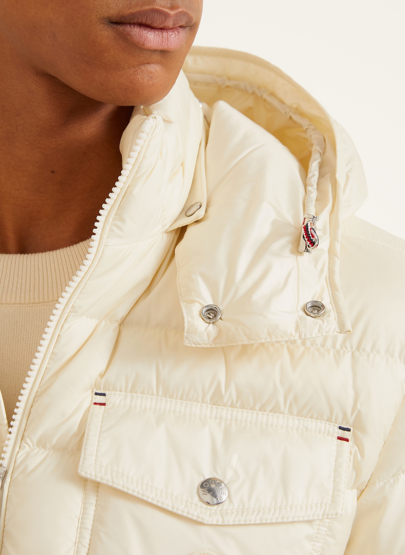 MONCLER VERITH Down Jacket with Detachable Hood: ECRU