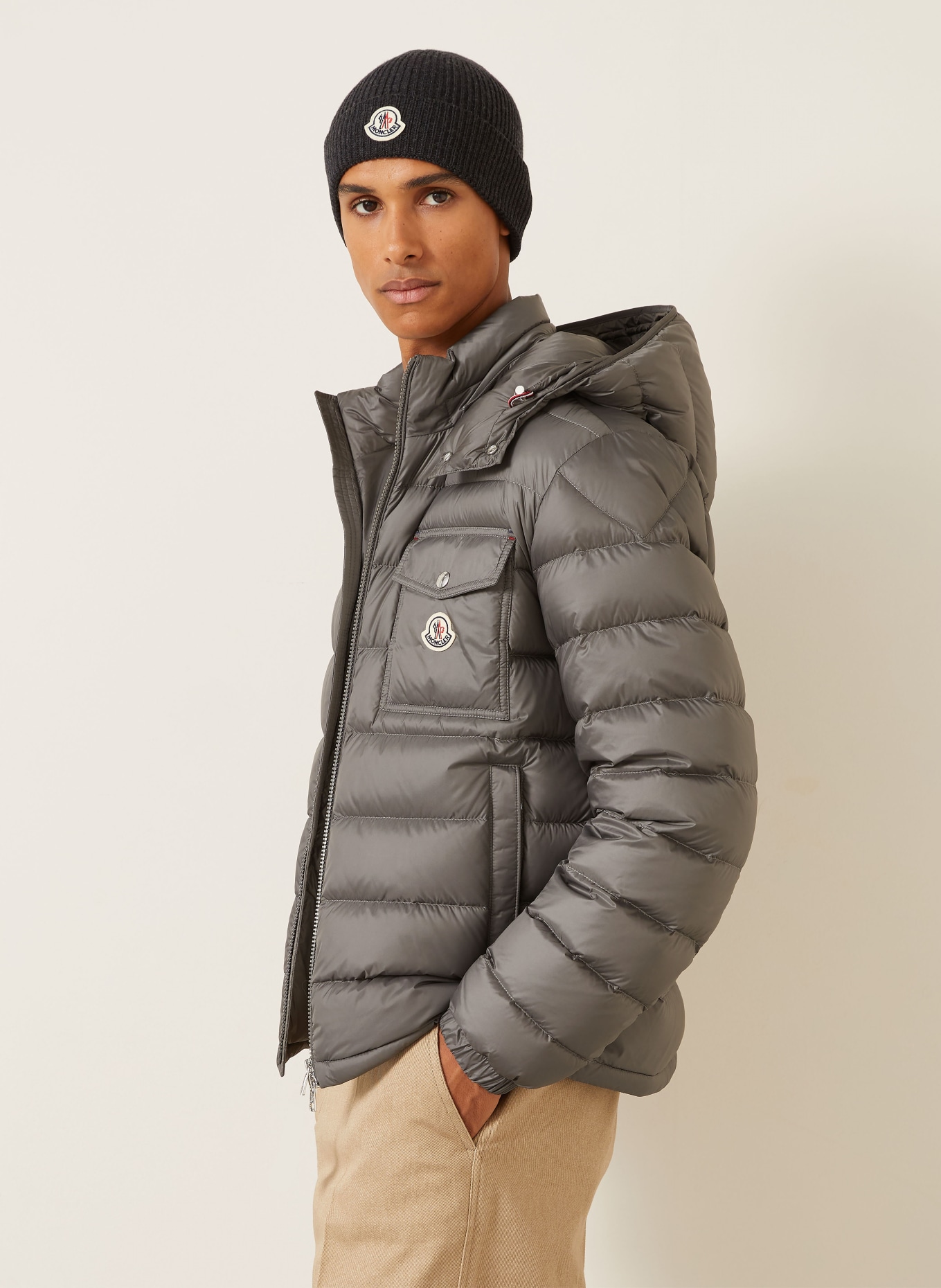 MONCLER VERITH Down Jacket with Detachable Hood: GRAY