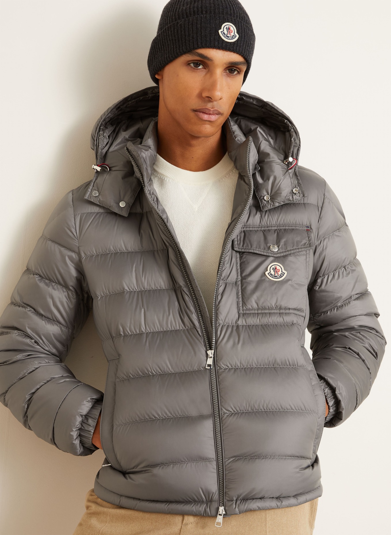 MONCLER VERITH Down Jacket with Detachable Hood: GRAY