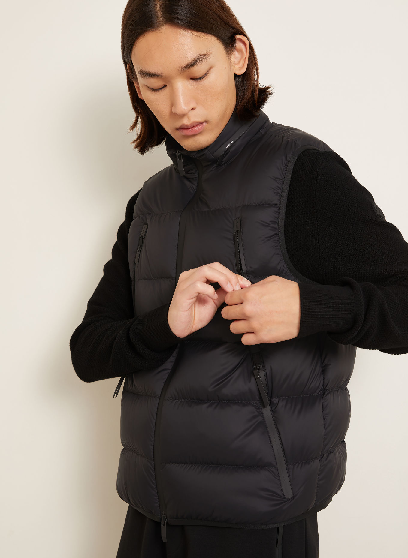 MONCLER RETICONE Down Vest: BLACK