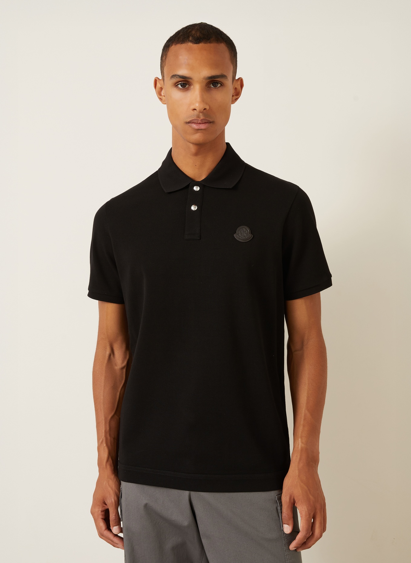 MONCLER Piqué-Poloshirt: SCHWARZ