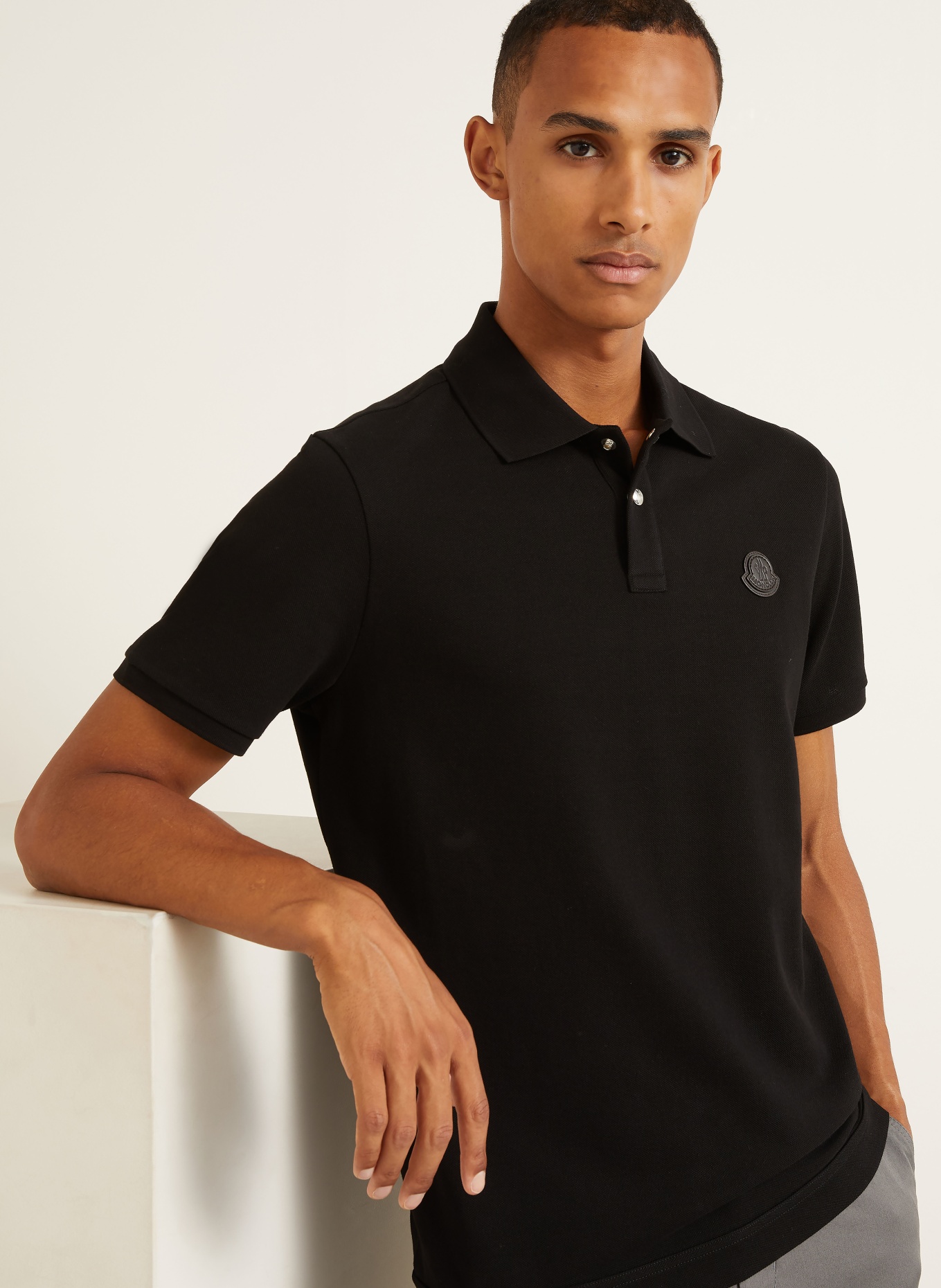 MONCLER Piqué-Poloshirt: SCHWARZ