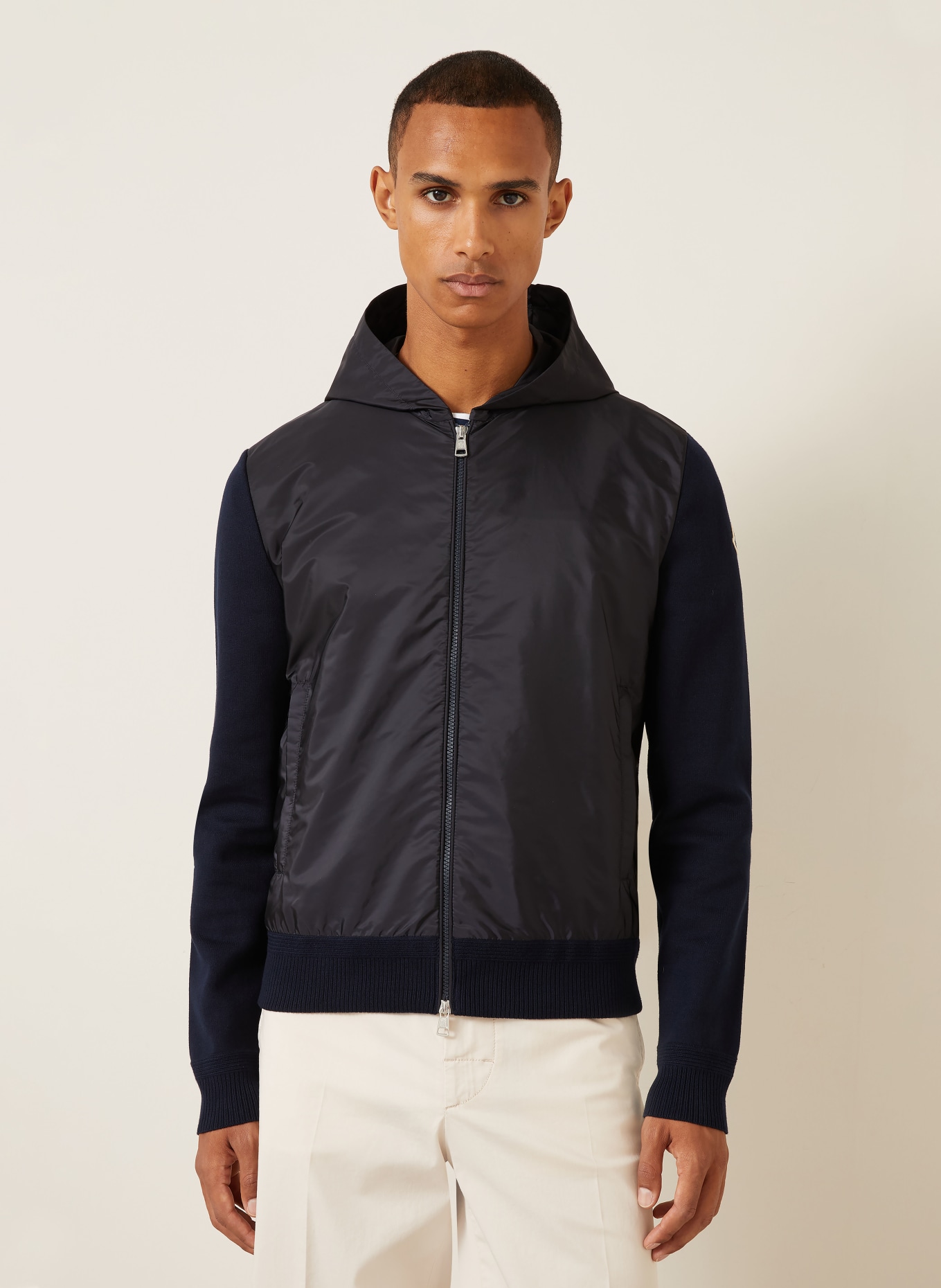 MONCLER Stickad kofta i blandmaterial: MÖRKBLÅ