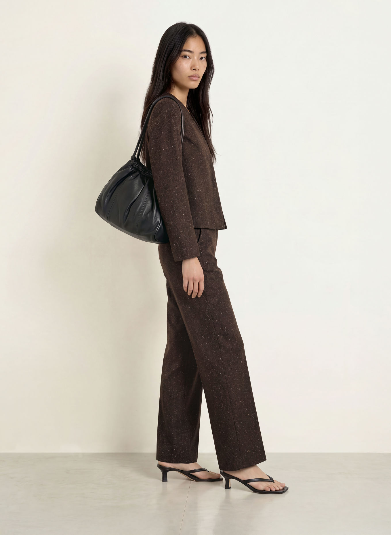 TIGER OF SWEDEN Pantalon palazzo IRIT: GRIS FONCÉ / BLANC