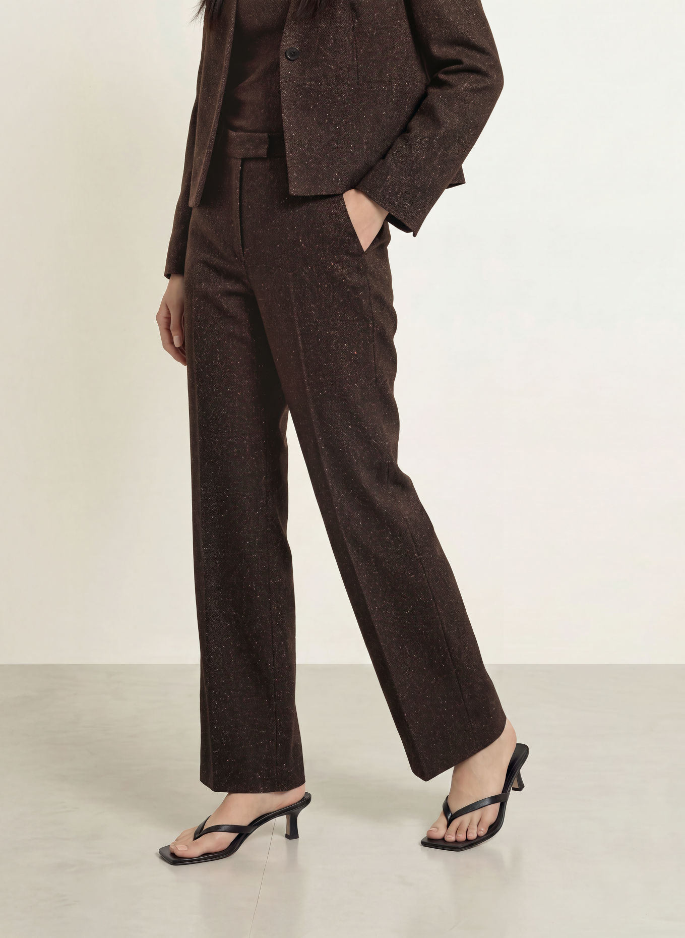 TIGER OF SWEDEN Pantalon palazzo IRIT: GRIS FONCÉ / BLANC
