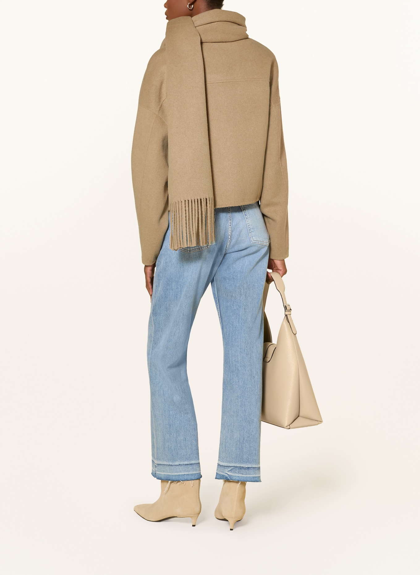 BOSS Kastenjacke CAFRINA mit abnehmbarem Schal: CAMEL