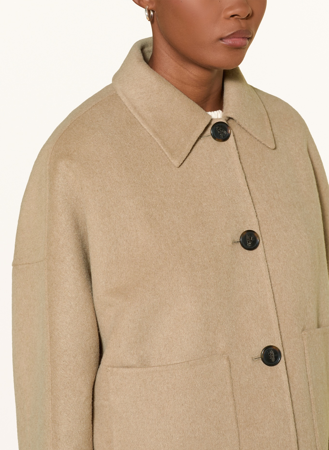 BOSS Kastenjacke CAFRINA mit abnehmbarem Schal: CAMEL