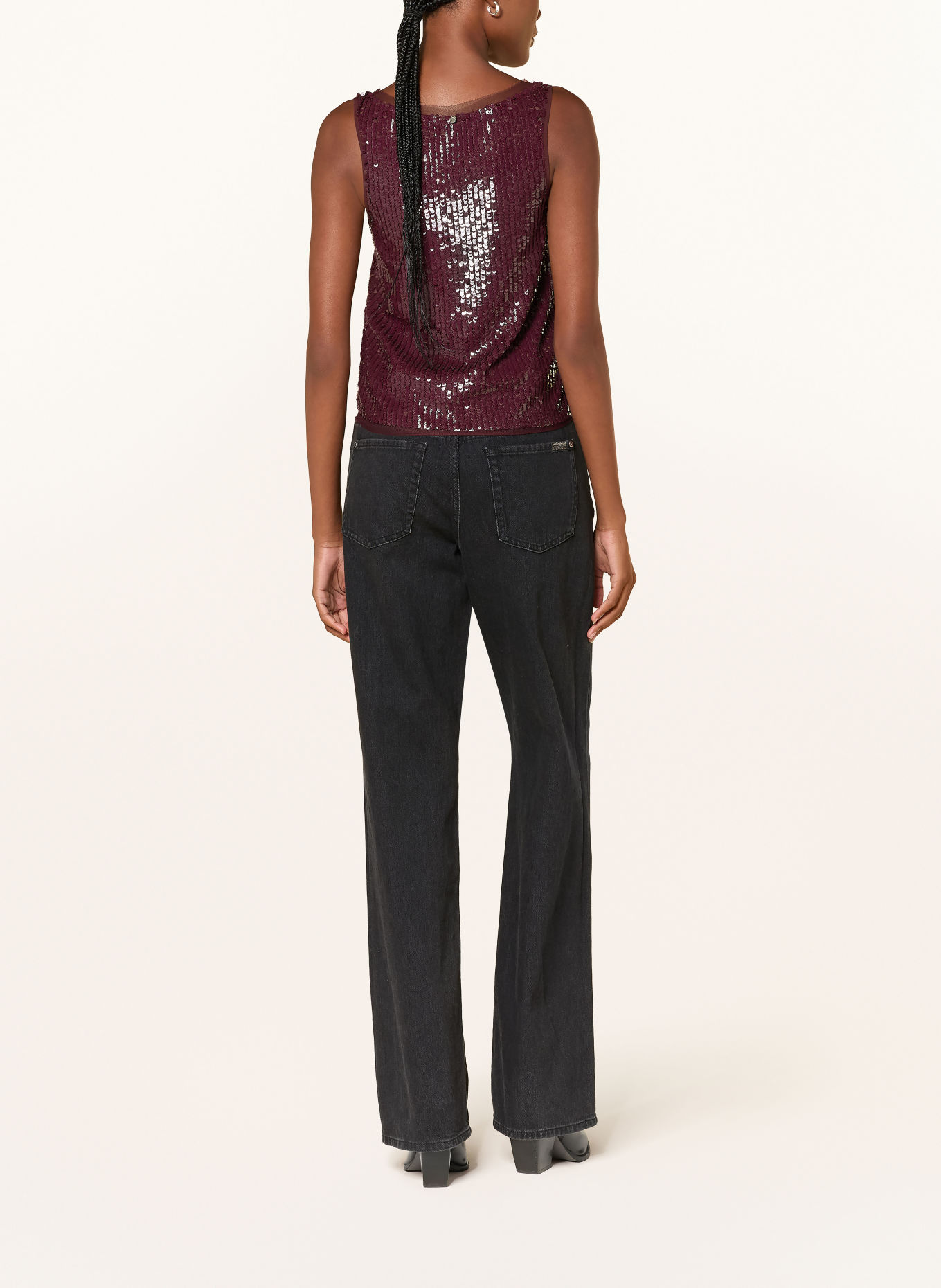 BOSS BYCOLE top with sequins: DARK RED