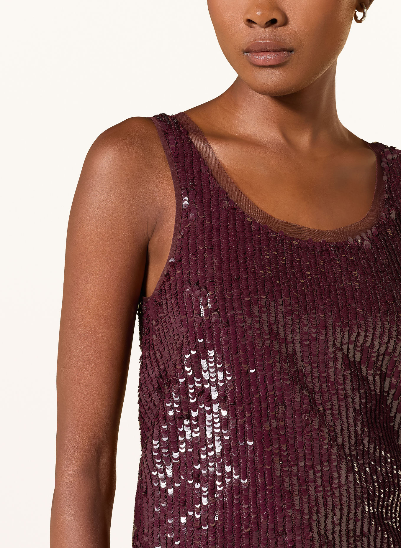 BOSS BYCOLE top with sequins: DARK RED