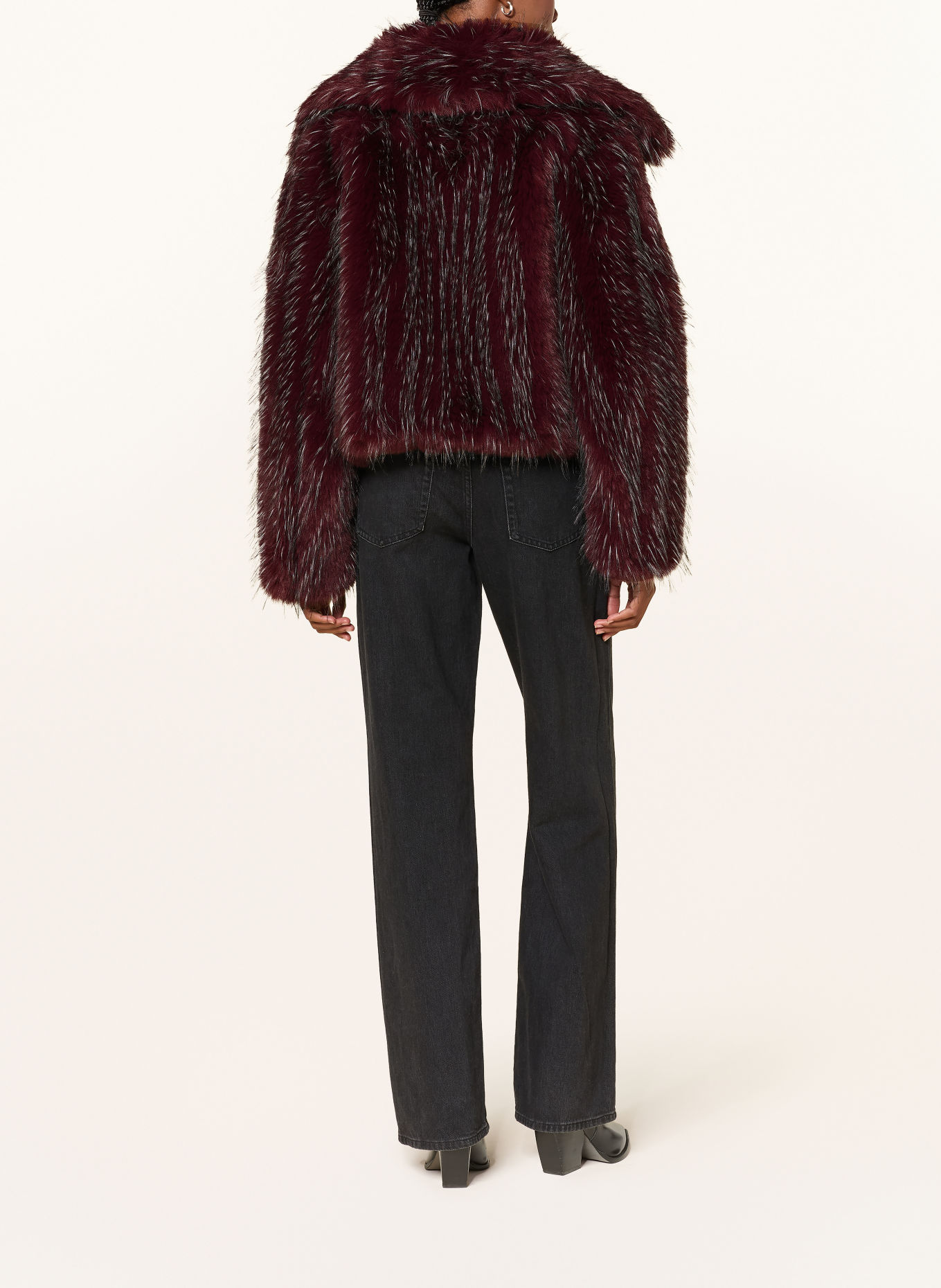 BOSS Veste en fausse fourrure CEFURA: ROUGE FONCÉ / BLANC / NOIR