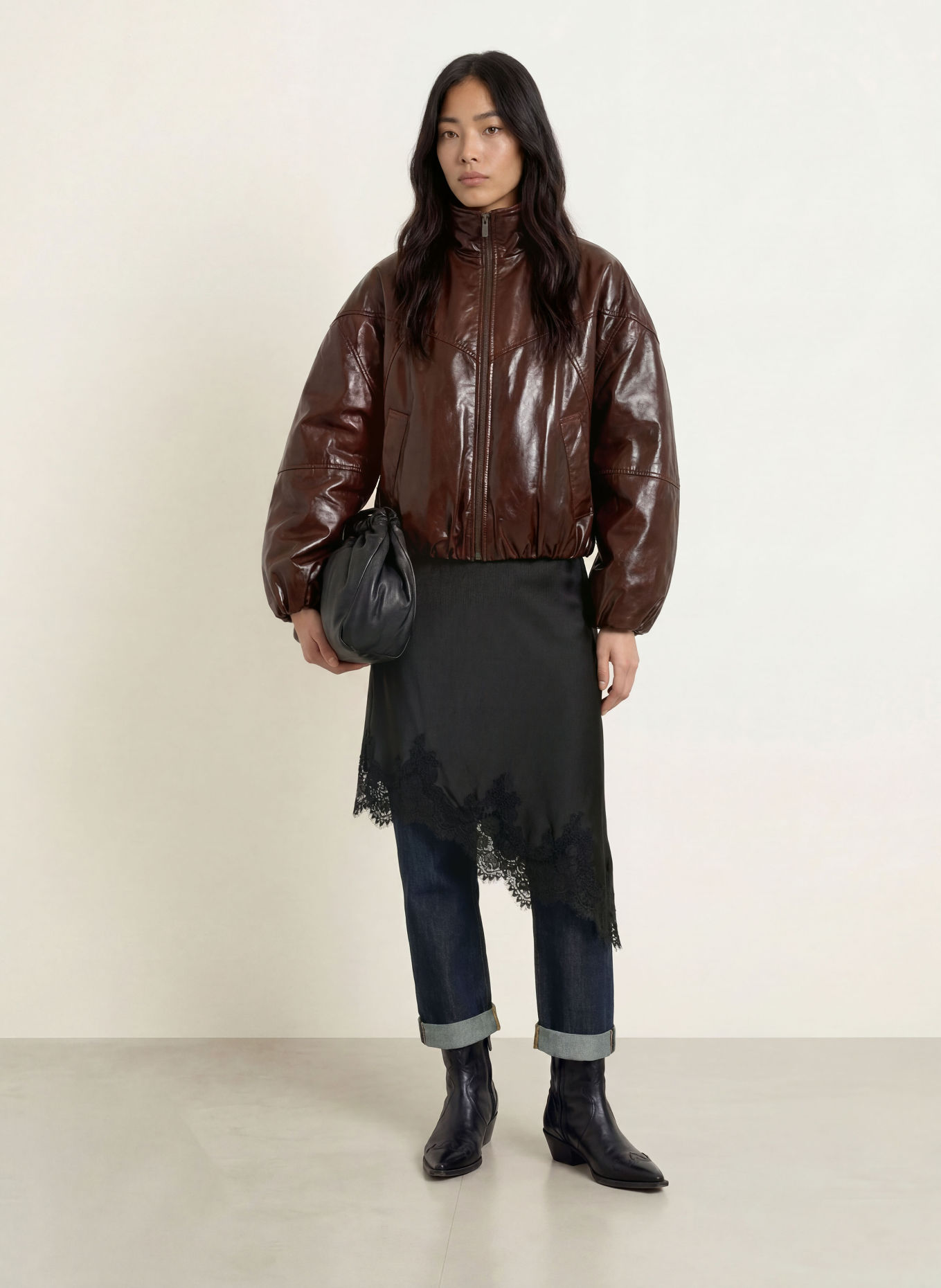 CPH MUSE Lederjacke CMKRISTA: DUNKELBRAUN