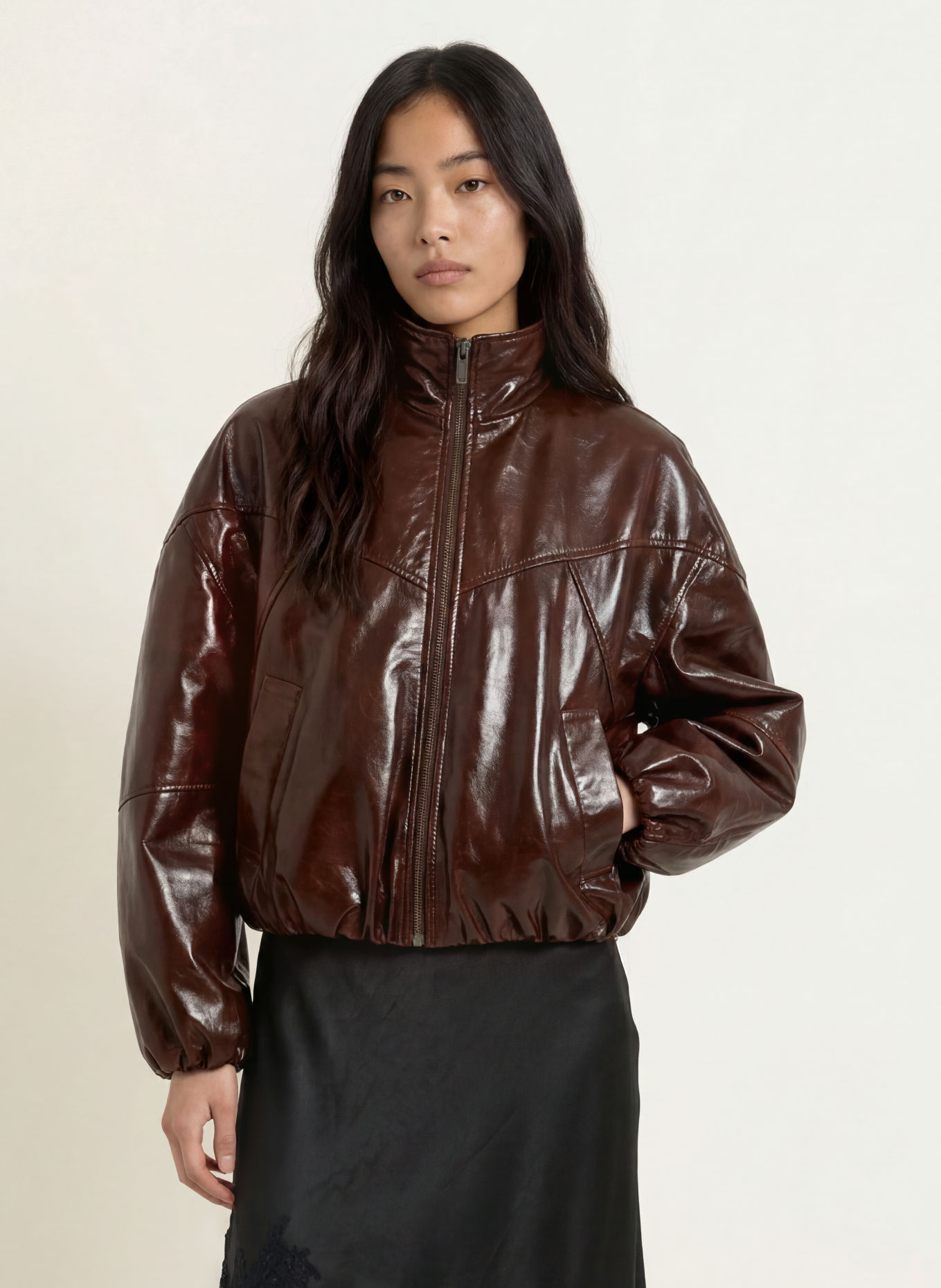 CPH MUSE Lederjacke CMKRISTA: DUNKELBRAUN
