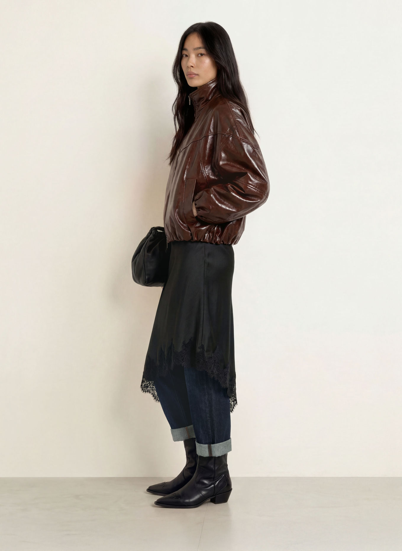 CPH MUSE Lederjacke CMKRISTA: DUNKELBRAUN