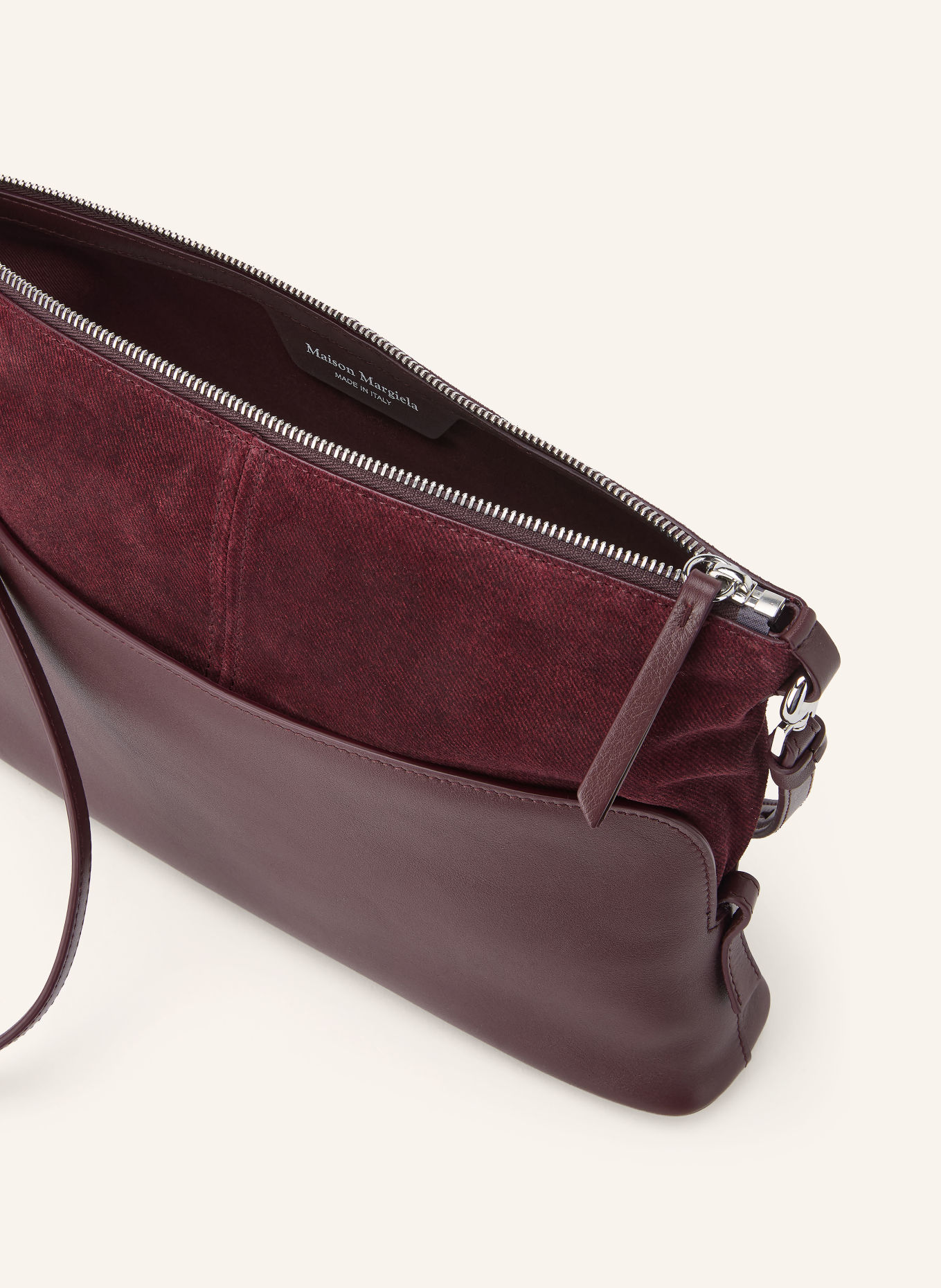 Maison Margiela Clutch 5AC SOFT: DUNKELROT / SILBER