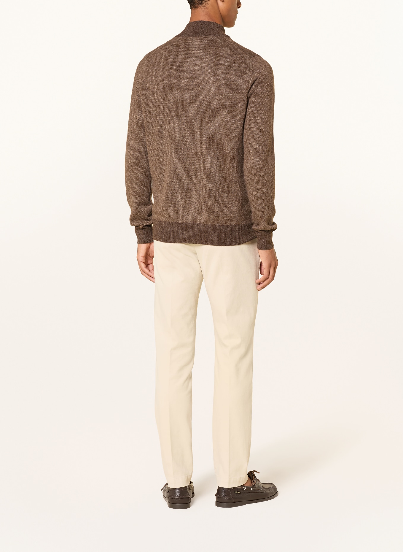 Aurélien Cashmere Half-zip sweater: BROWN / DARK BROWN