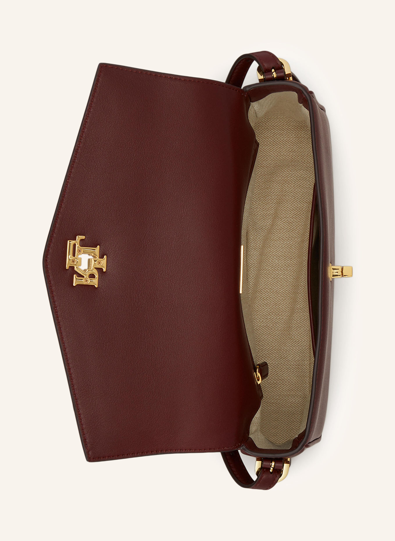 LAUREN RALPH LAUREN FARRAH MEDIUM Crossbody Bag: DARK RED / GOLD