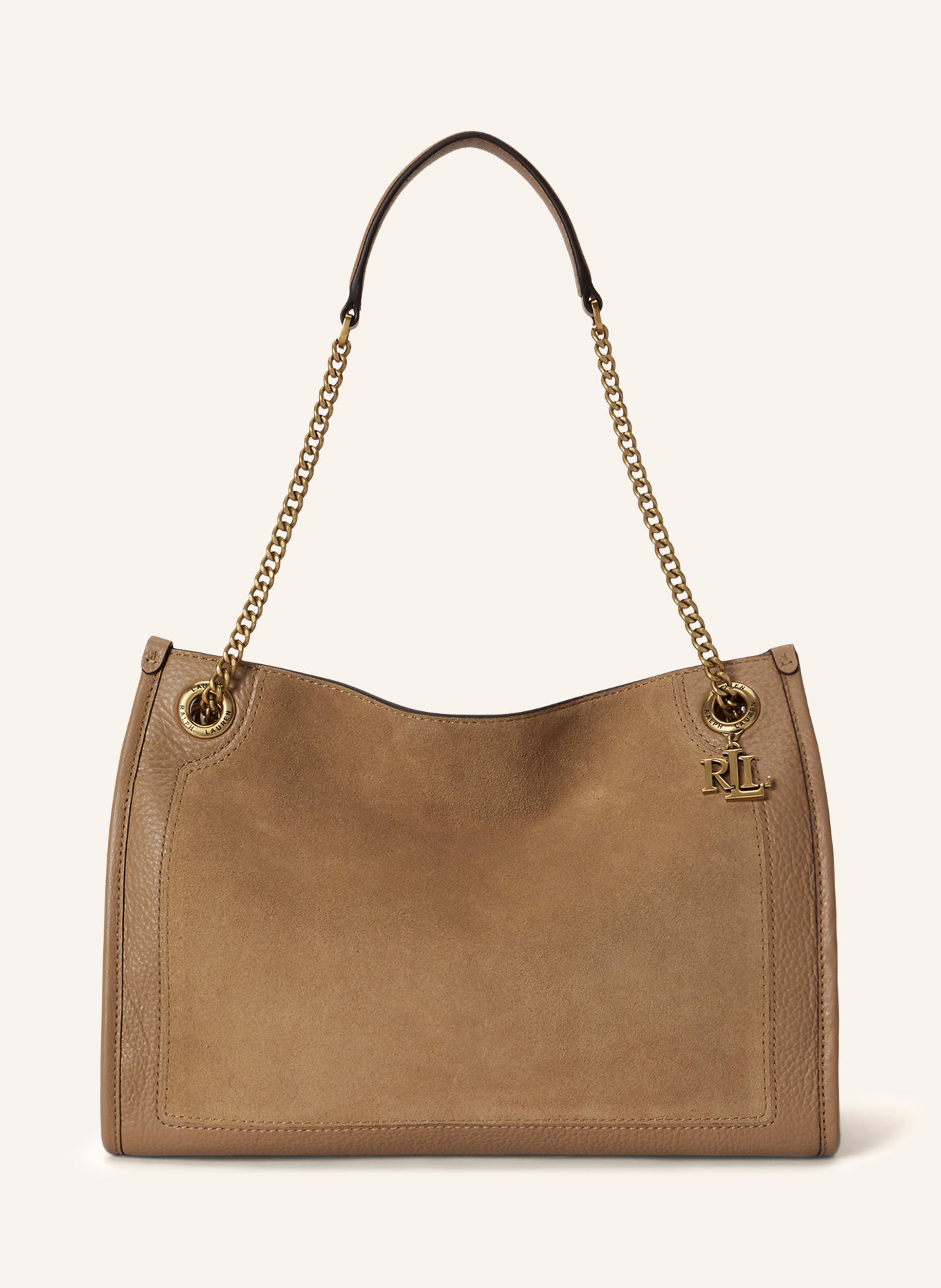 LAUREN RALPH LAUREN Schoudertas: CAMEL / GOUD