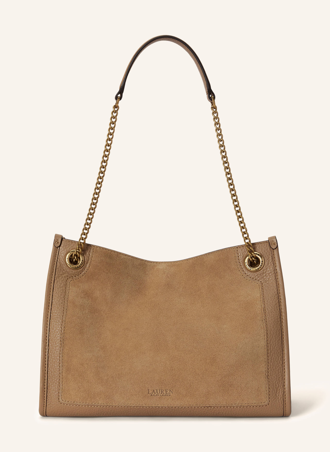 LAUREN RALPH LAUREN Schoudertas: CAMEL / GOUD