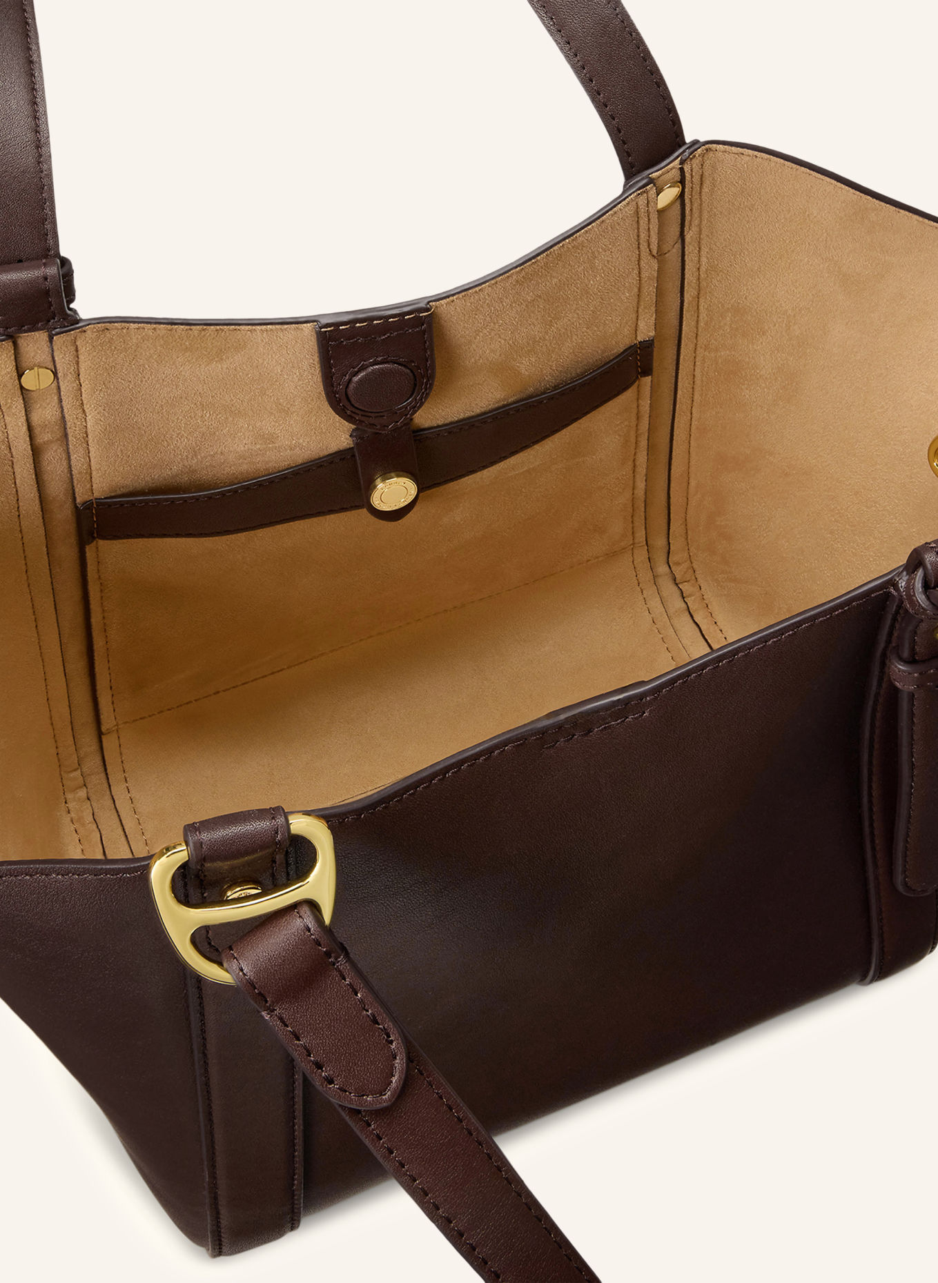 LAUREN RALPH LAUREN TASHA Handbag: DARK BROWN / GOLD
