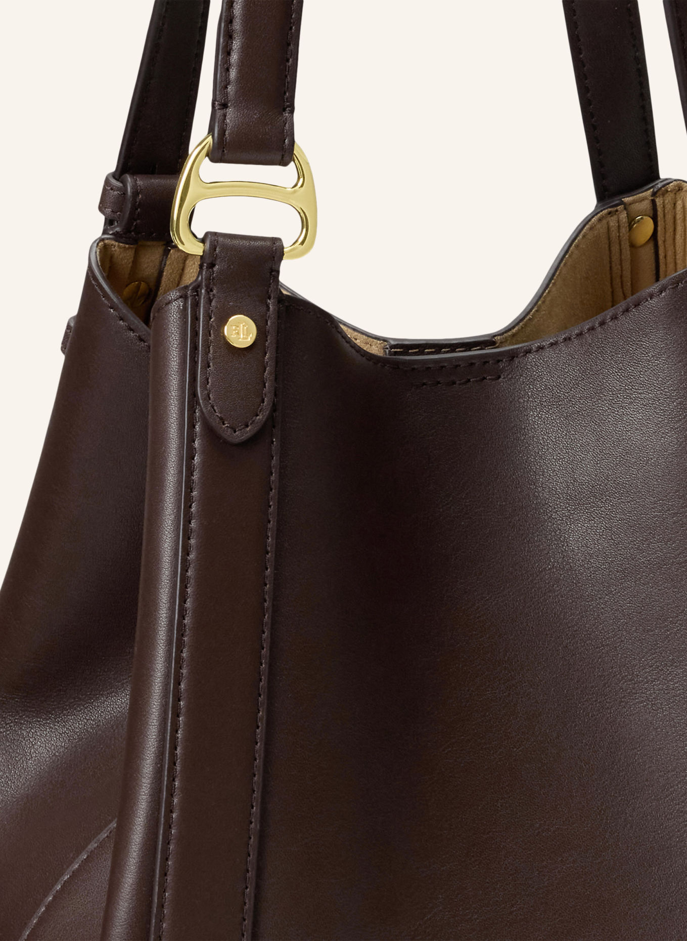 LAUREN RALPH LAUREN TASHA Handbag: DARK BROWN / GOLD