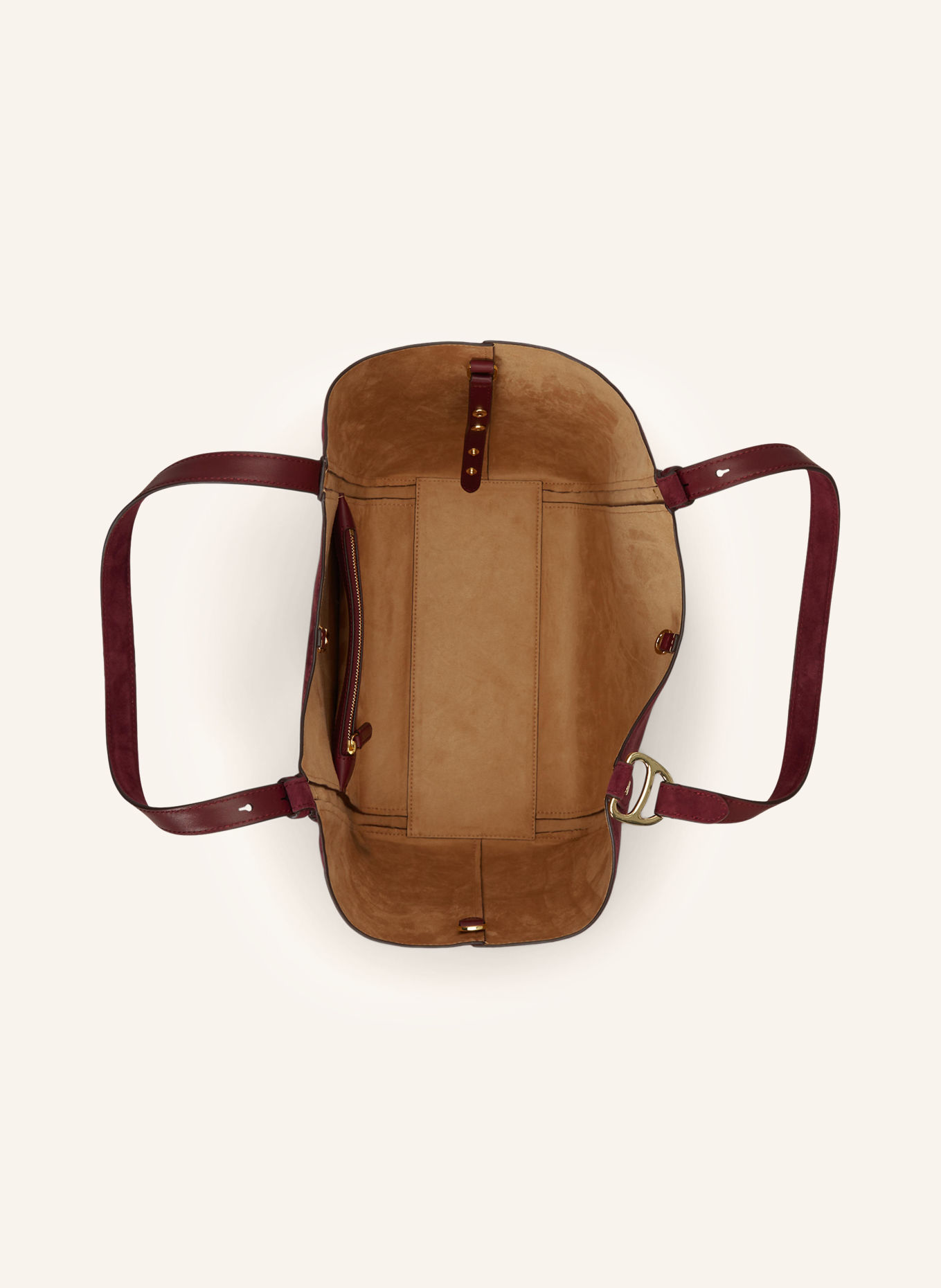 LAUREN RALPH LAUREN Shopper TASHA LARGE: DUNKELROT / GOLD
