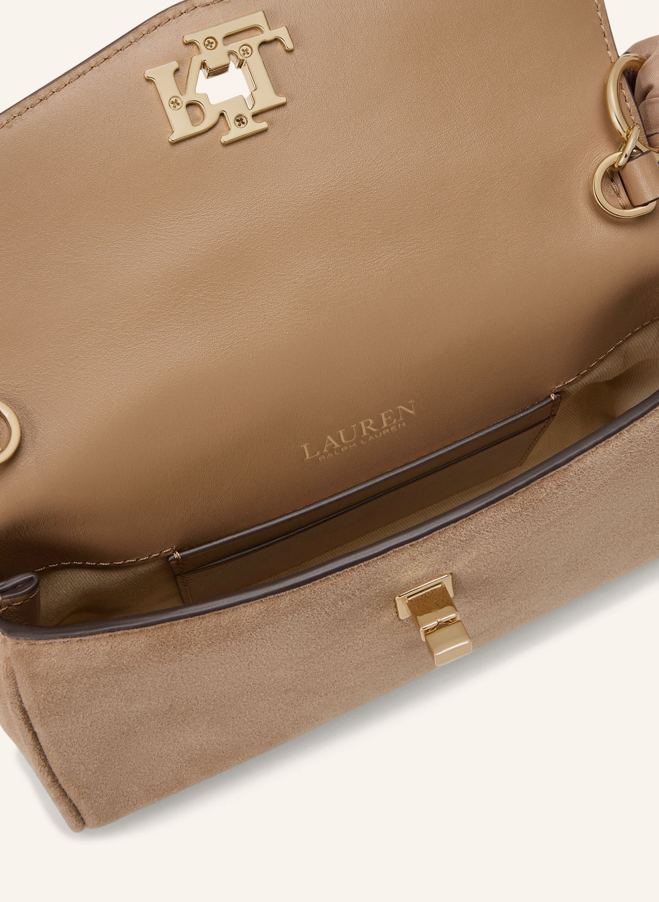 LAUREN RALPH LAUREN Umhängetasche: HELLBRAUN / GOLD
