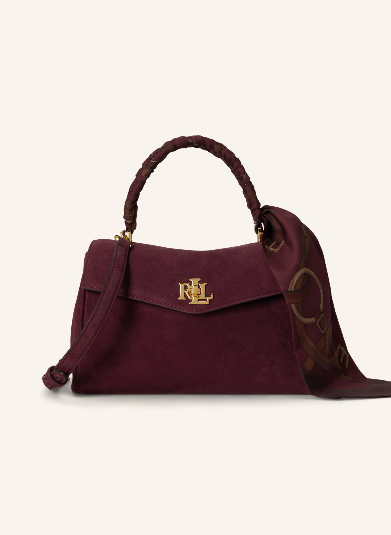 LAUREN RALPH LAUREN Handtas FARRAH SMALL: DONKERROOD / GOUD