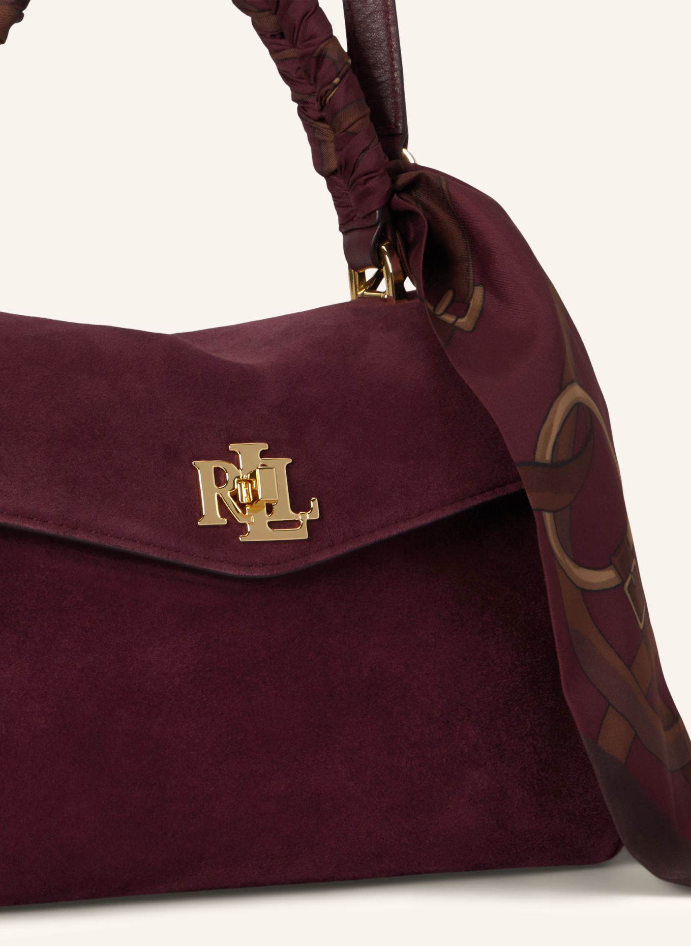 LAUREN RALPH LAUREN Handtas FARRAH SMALL: DONKERROOD / GOUD