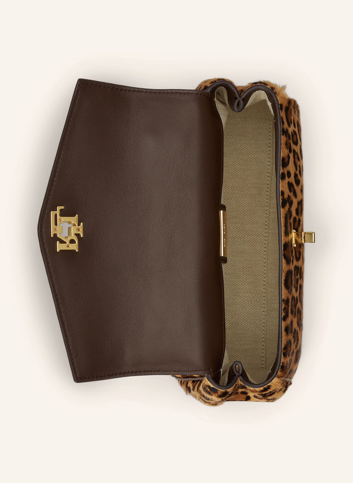 LAUREN RALPH LAUREN FARRAH SMALL Handbag: BROWN / GOLD