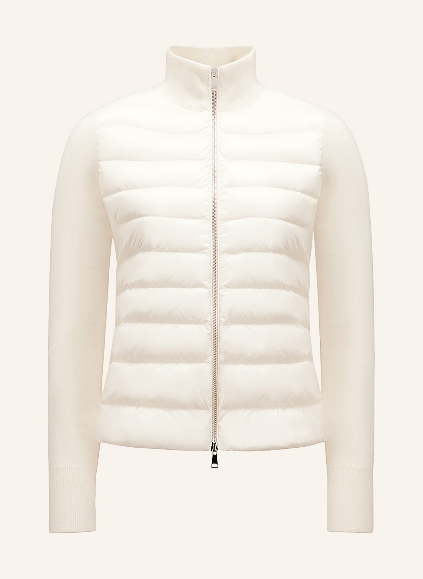 MONCLER Lightweight-Daunenjacke im Materialmix: WEISS
