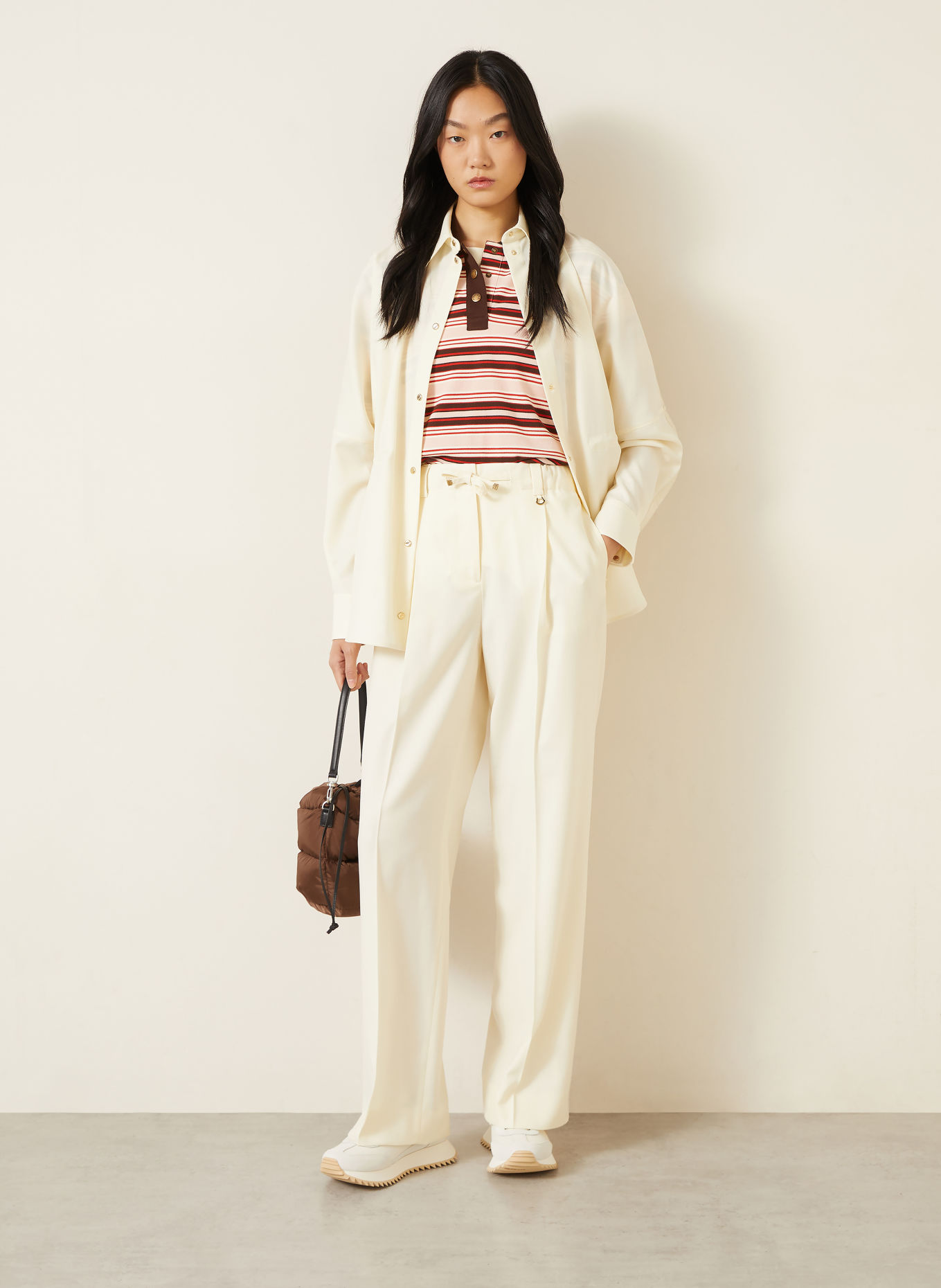MONCLER Wide-leg trousers: CREAM