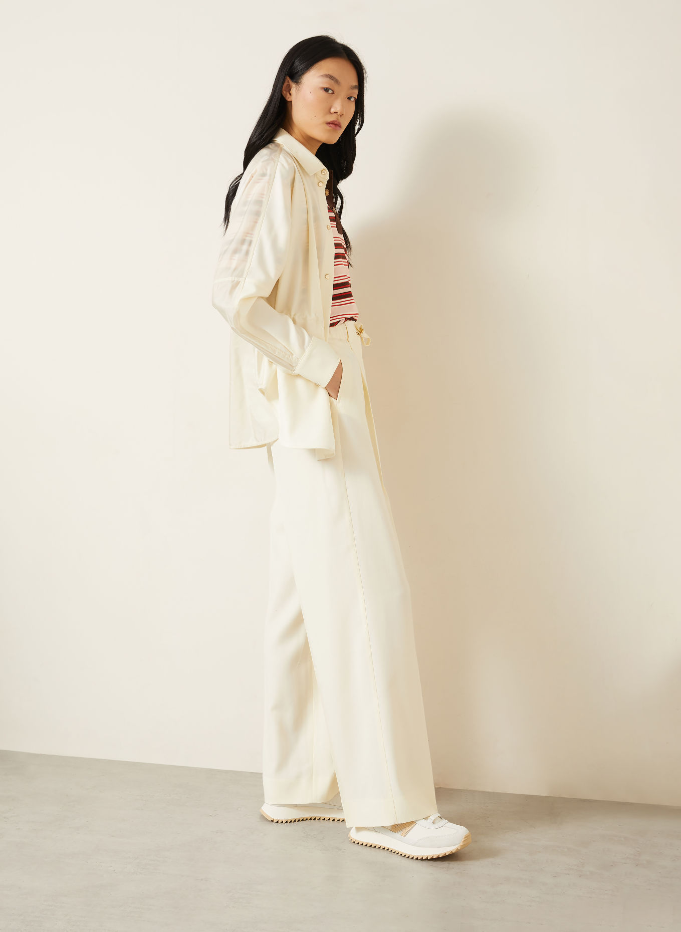 MONCLER Wide-leg trousers: CREAM
