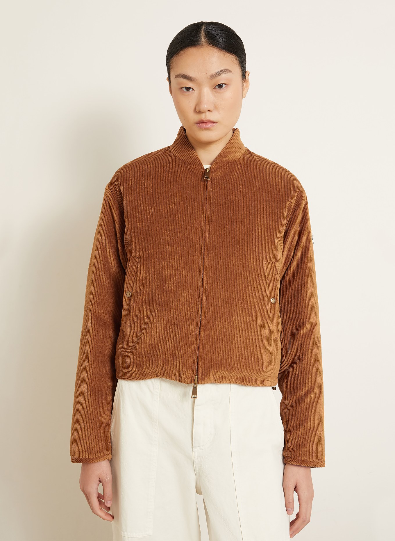 MONCLER BLAGEON Reversible Down Bomber Jacket: BROWN / PINK