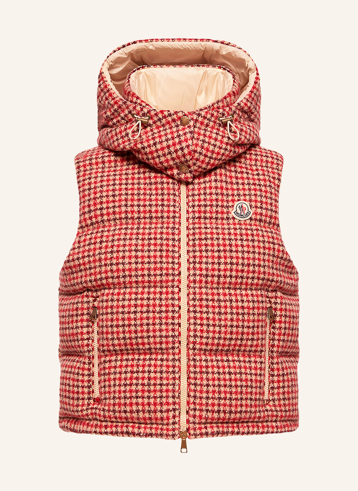 MONCLER Daunenweste NIVEROLLE: ROT / BEIGE / DUNKELROT
