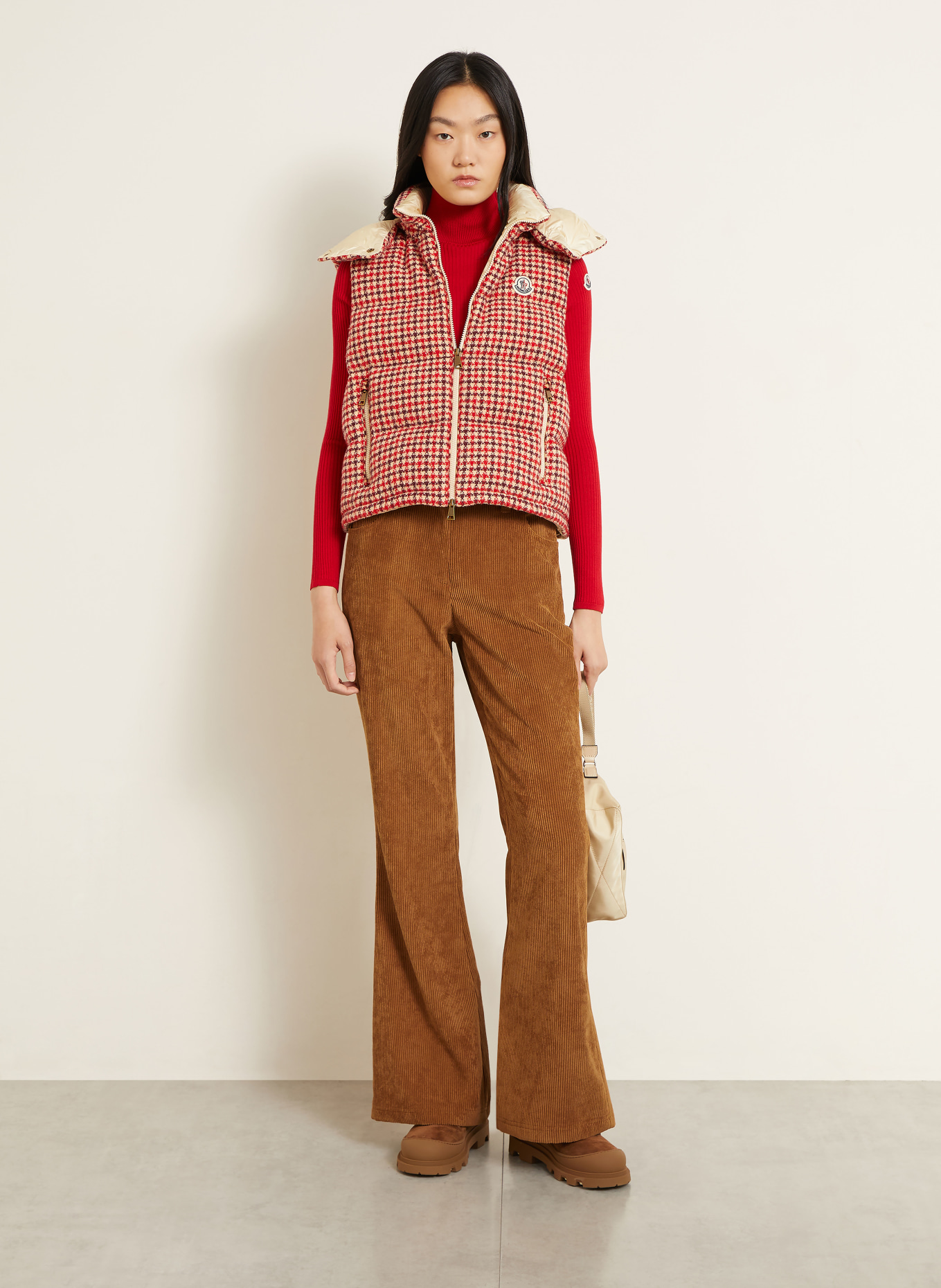 MONCLER Daunenweste NIVEROLLE: ROT / BEIGE / DUNKELROT