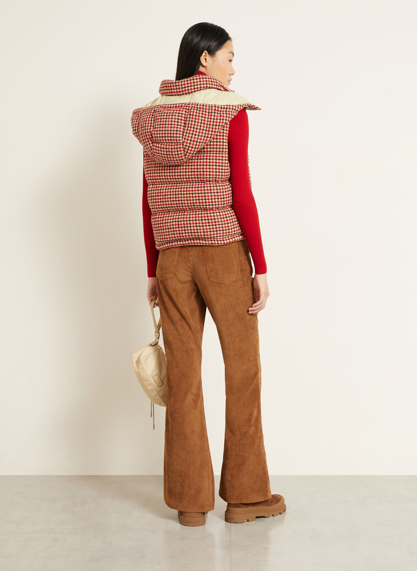 MONCLER Daunenweste NIVEROLLE: ROT / BEIGE / DUNKELROT
