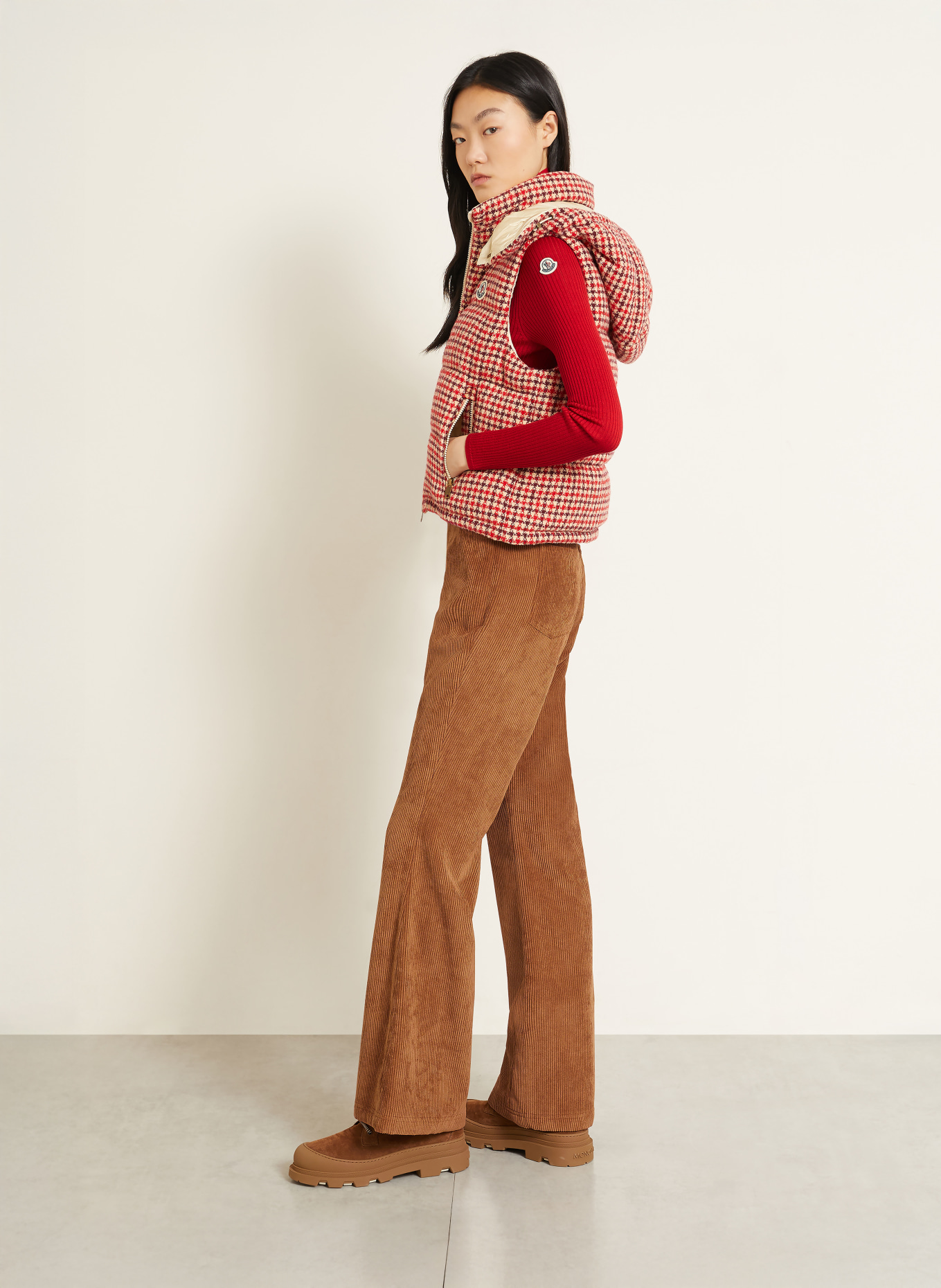 MONCLER Daunenweste NIVEROLLE: ROT / BEIGE / DUNKELROT