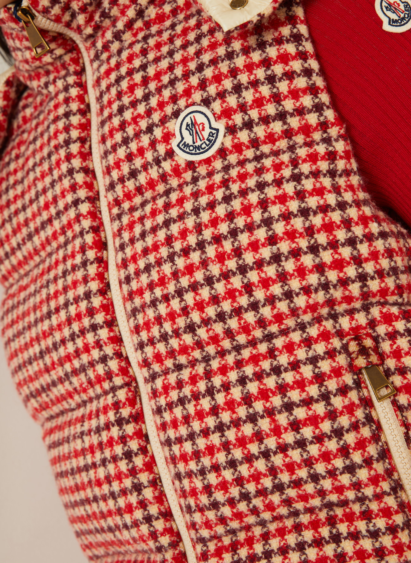 MONCLER Daunenweste NIVEROLLE: ROT / BEIGE / DUNKELROT