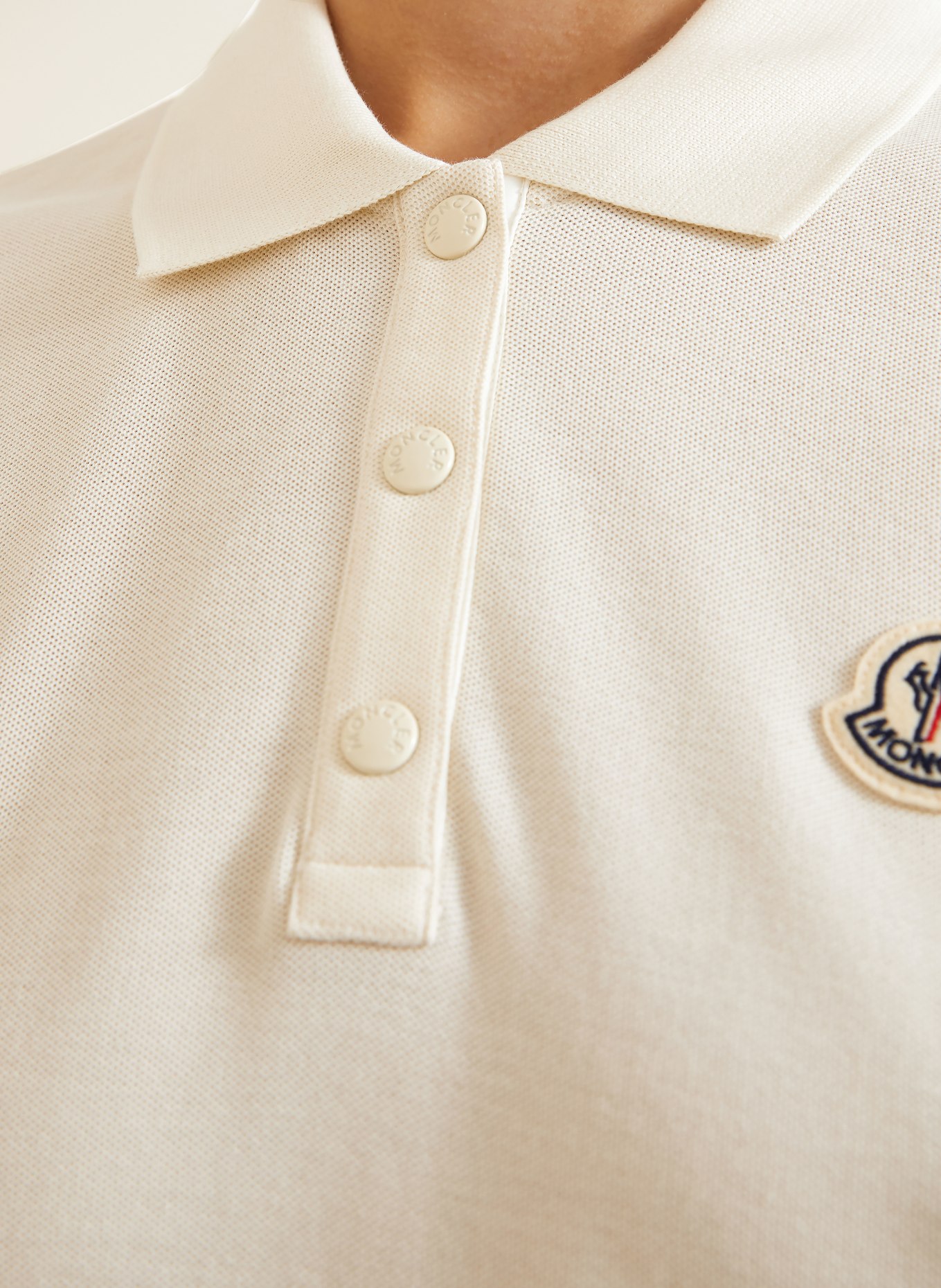 MONCLER Piqué polo shirt: ECRU / LIGHT GRAY