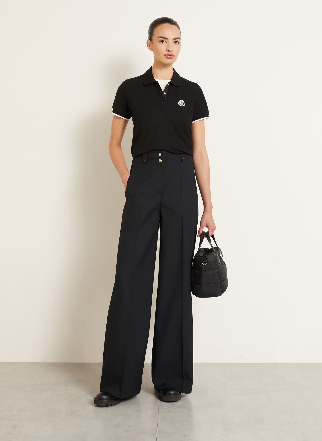 MONCLER Piqué polo shirt: BLACK / WHITE