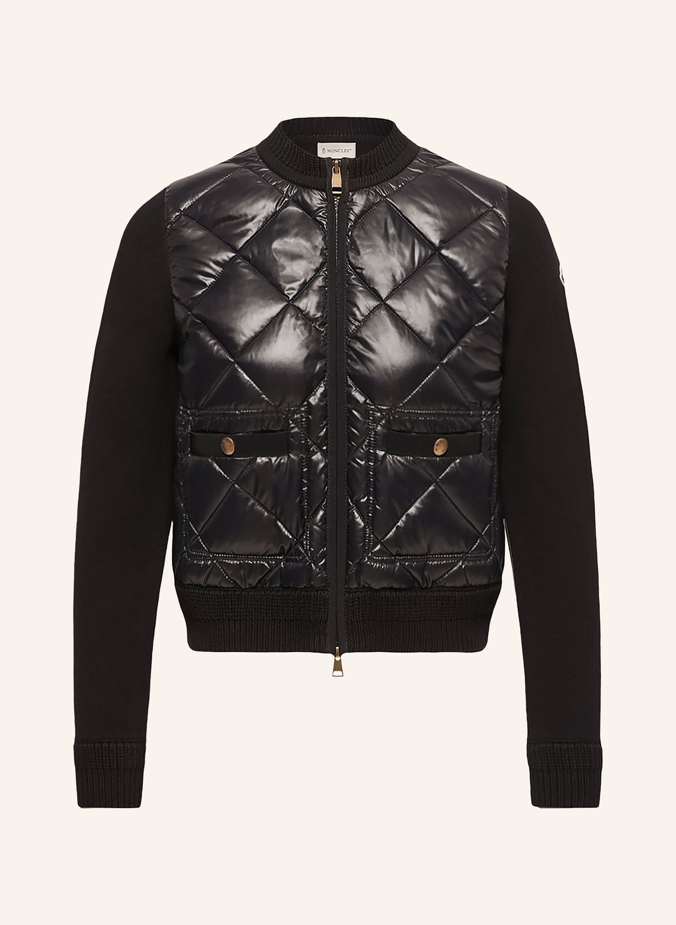 MONCLER Lightweight-Daunenjacke im Materialmix: SCHWARZ