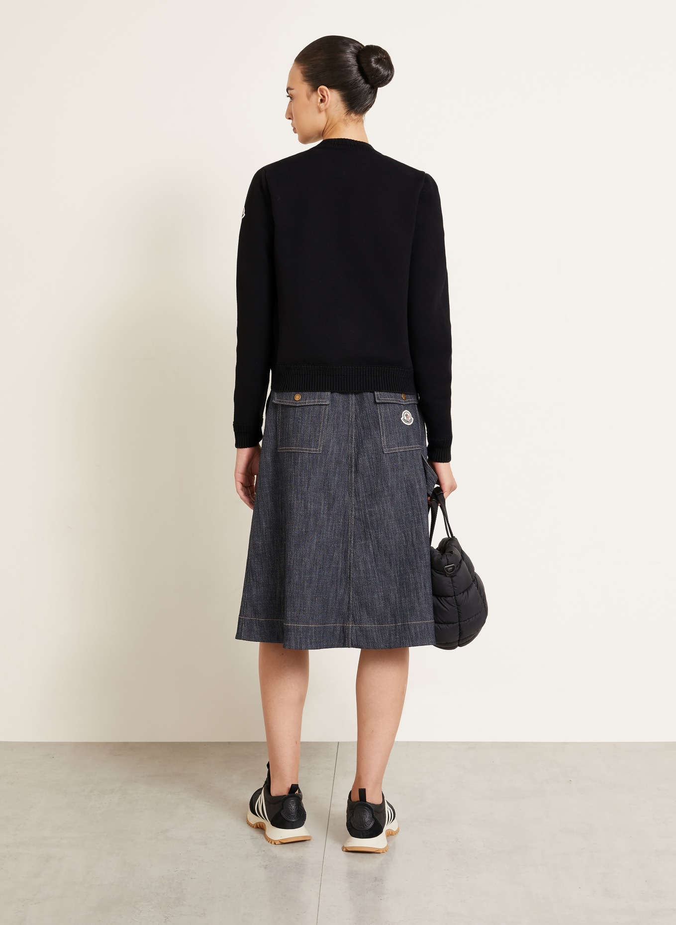 MONCLER Lightweight-Daunenjacke im Materialmix: SCHWARZ