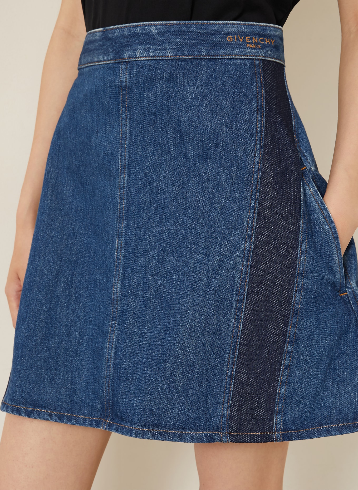 GIVENCHY Jeansnederdel MINI COCOON: BLÅ