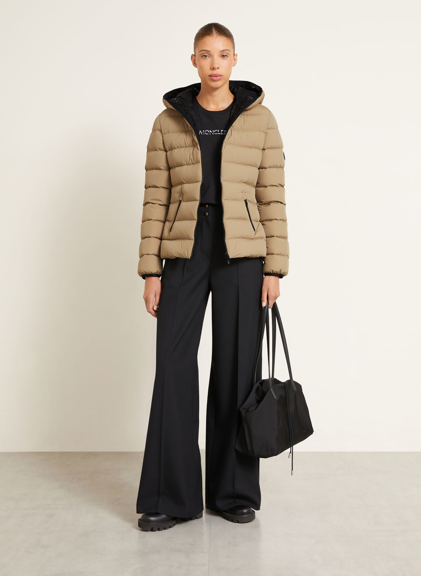 MONCLER Péřové bundy HERBES: BÉŽOVÁ