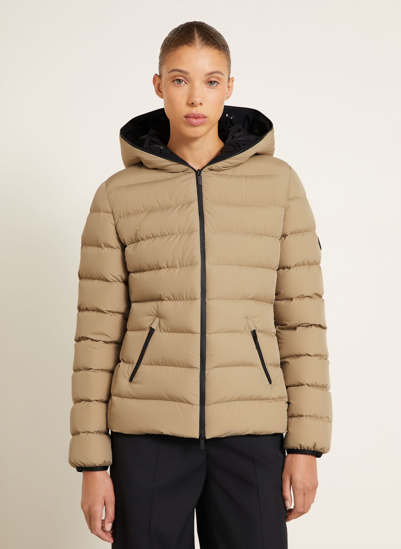 MONCLER Péřové bundy HERBES: BÉŽOVÁ